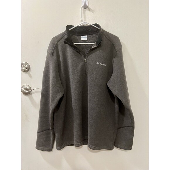 Columbia Men's LG Gray Soft Sweater Knit Fleece Lined Long Sleeve 1/4 Zip Shirt - Picture 5 of 10